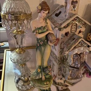 Elegant Green Floral Figurine